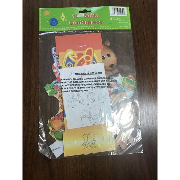 15” Christmas Paper Die Cut Decoration Santa Sleigh Centerpiece Holiday Retro - Picture 6 of 10